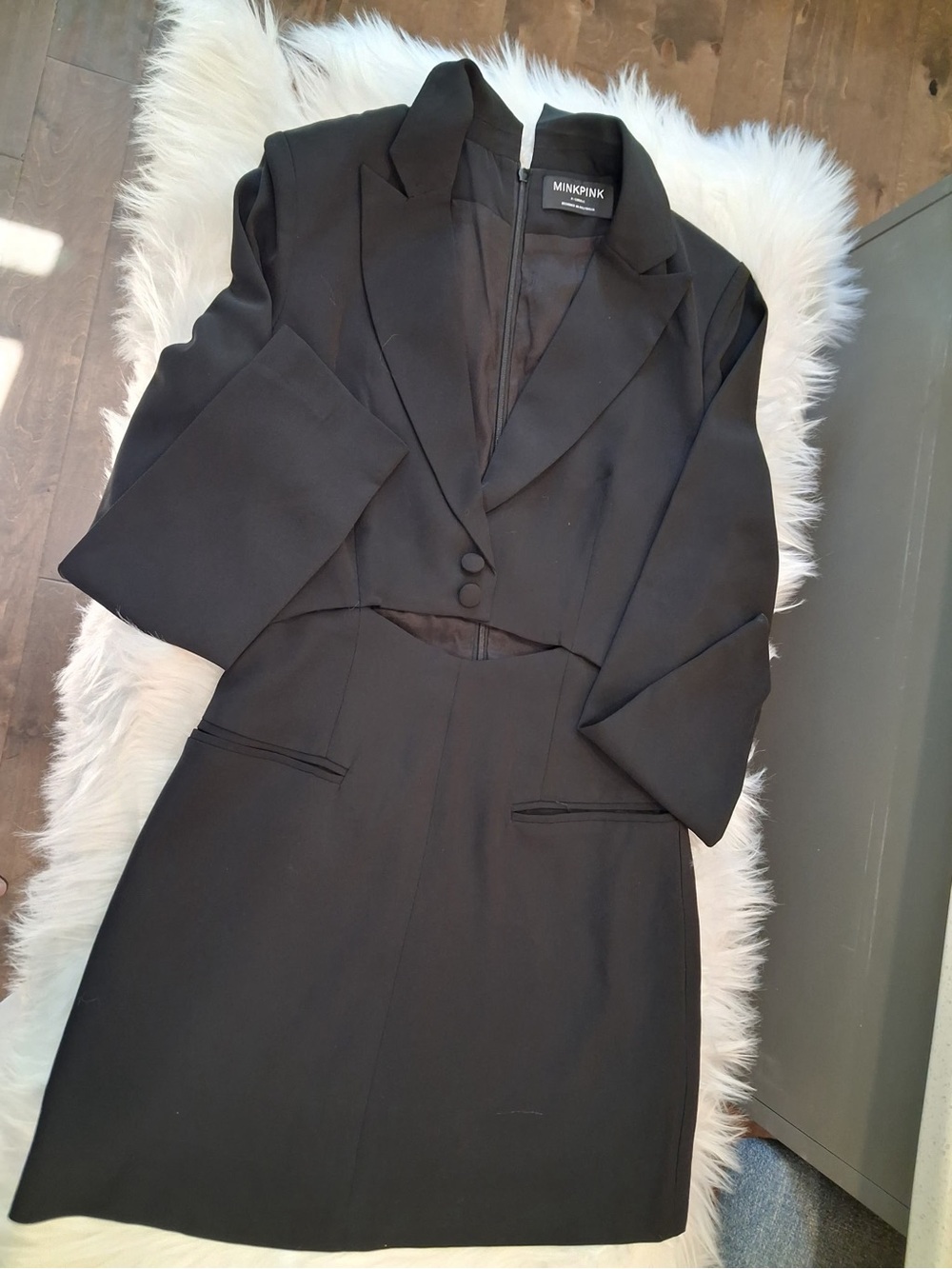 MINKPINK Black Cropped Blazer Dress